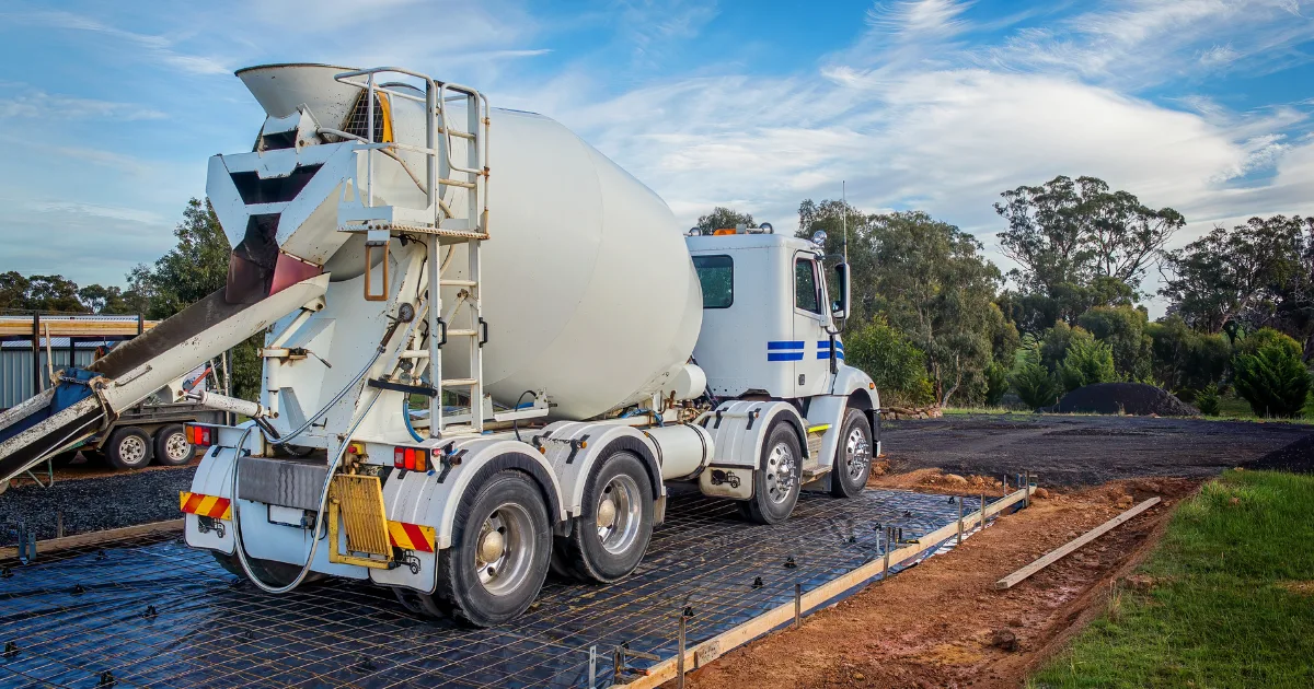 an image showing a concrete mixer on a construction site