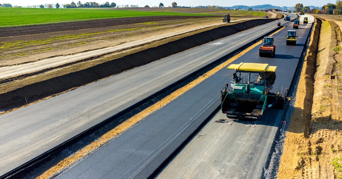 an image showing one of the many industrial applications of olivine - road infrastructure