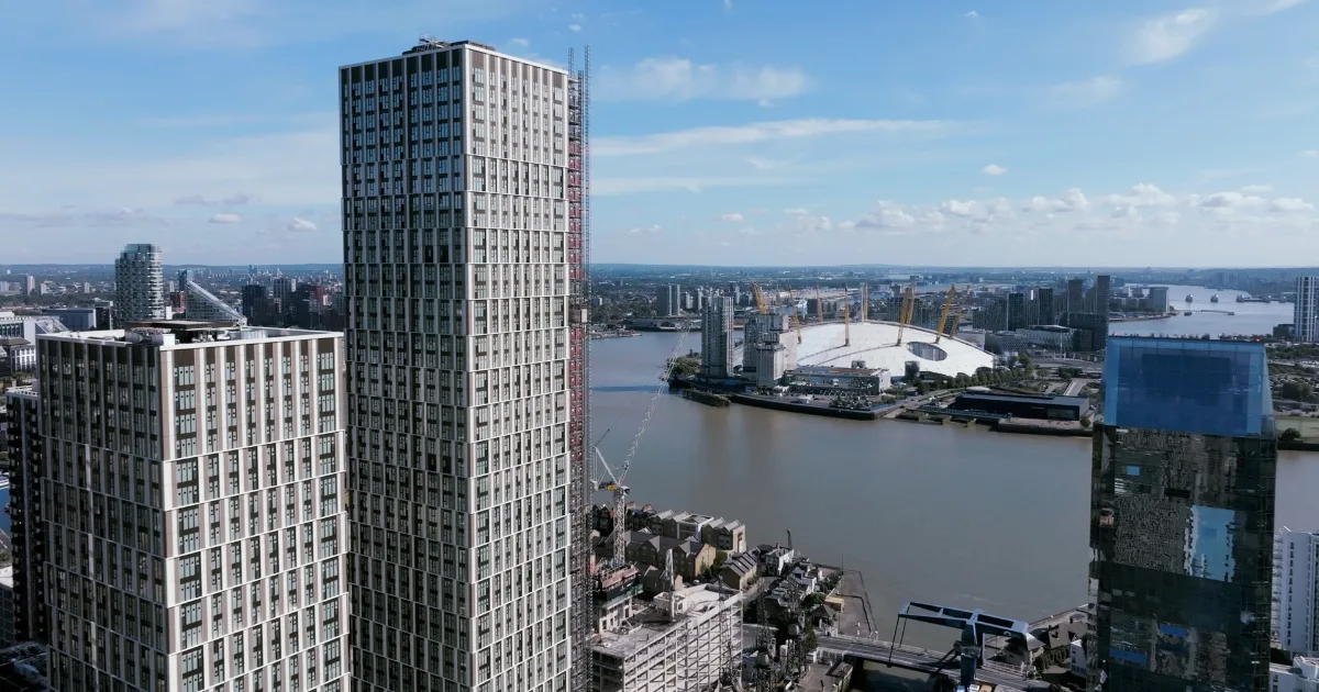High-rise commercial construction using Gypsol TS-15 at Wood Wharf