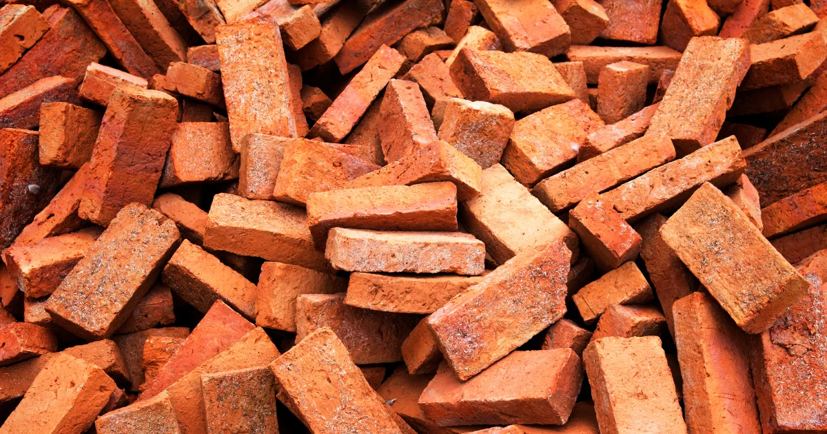 an image showing red brick cement production