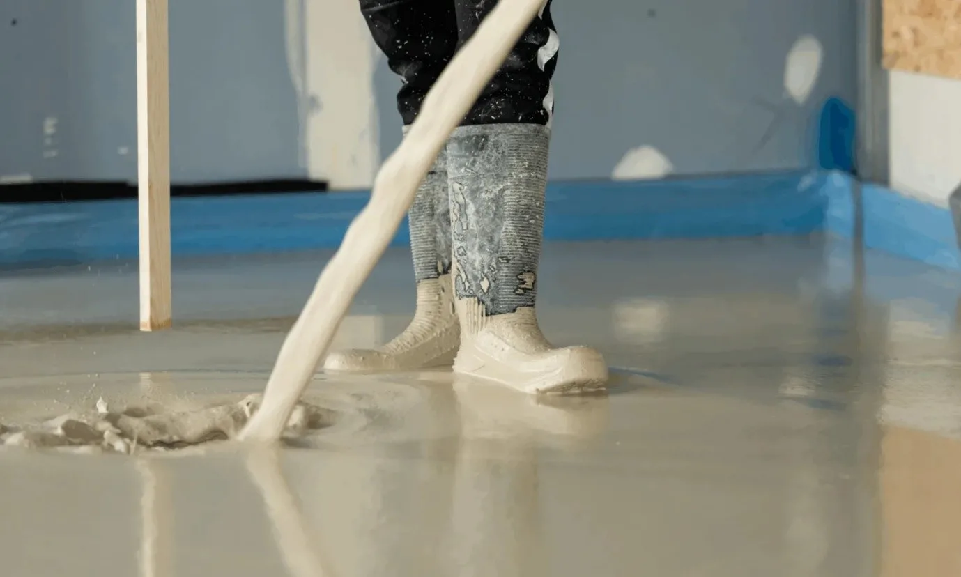 an image to show the screed pour for low carbon flooring