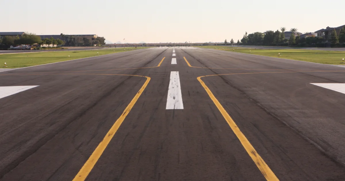 an image showing a runway, representing limestone filler in asphalt