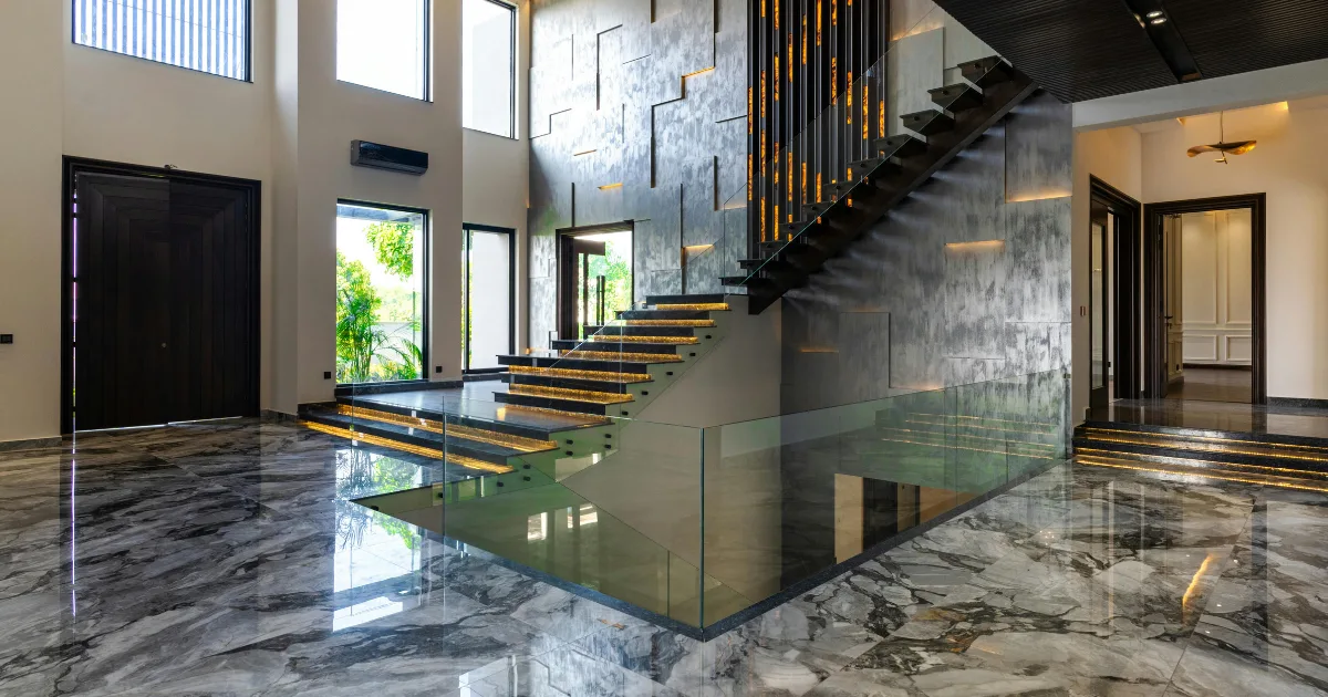 an image showing feature walls and a modern home