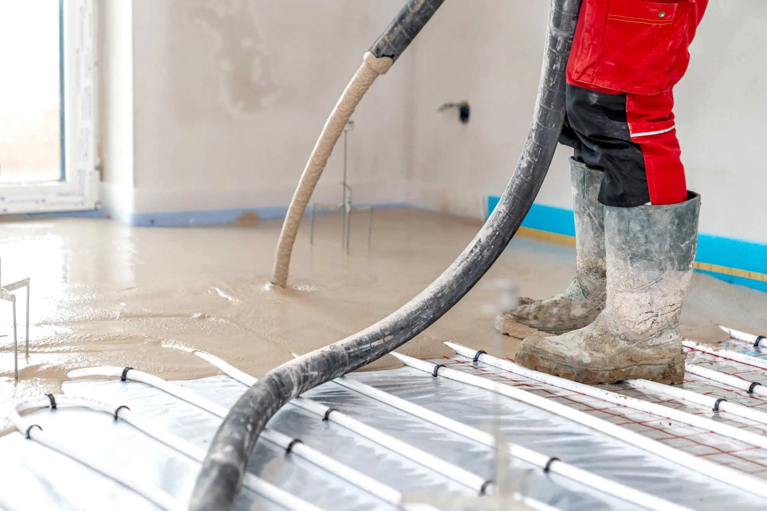 Underfloor heating liquid screed application