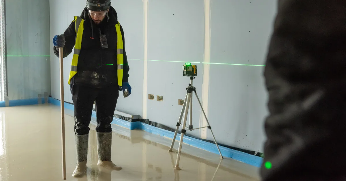 an image showing a self levelling screed pour